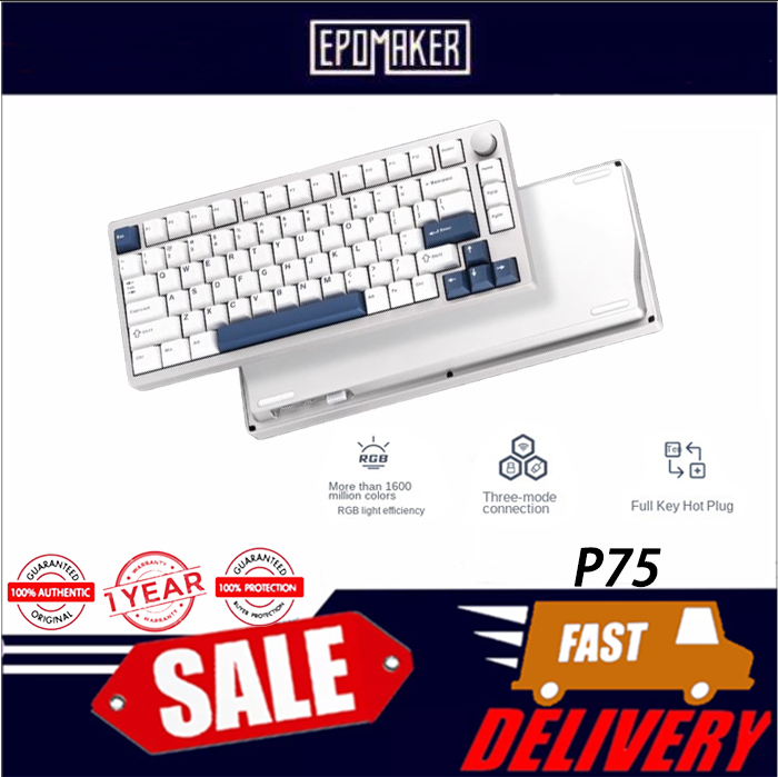 EPOMAKER P75 RGB Tri-Mode Wireless Bluetooth Mechanical Keyboard ...