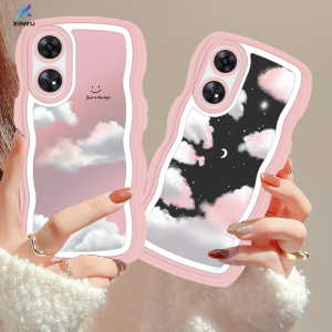 (Lokal Ready) Xinyu Casing hp OPPO Reno 8T 4G Reno 6 5G Reno 5 Reno 5F Reno 4F Hari Painting Minyak dan Awan Malam Bintang Bulan Wave Edge TPU Dua Kasus Softcase