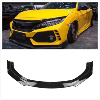 【In-Stock】 For Honda Civic X Fc Fk 10th Gen 2016-2018 4 Door Sedan Gloss Black/carbon Fiber Look Front Spoiler Bumper Lip Lower Splitter