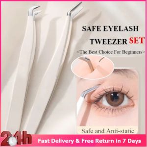 Eyelash Extension Stainless Steel Clip High Precision Anti-Static Tweezers Sharp Head Makeup Tool