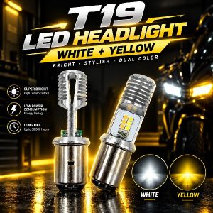 YAMAHA RS 100 110 125 Premium T19 LED Headlight for Motorcycle Dual Color White & Yellow High Quality