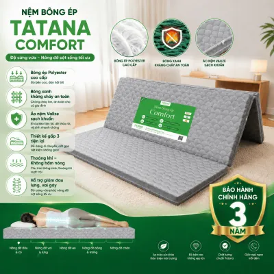 Nệm Bông Ép Gấp 3 TATANA Comfort-Độ cao 9cm-Bảo hành 3 Năm
