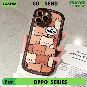 Case Oppo A5 A9 2020 A11X A11 2019 A54 4G A5S A7 A12 A11K F9 Pro A15 A15S A35 2021 A16 A16S A54S A36 A76 A96 Casing Silikon Tpu Motif Kartun BROWN BEAR Premium With pelindung kamera