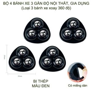 [HCM] Bộ 4 bánh xe mini 3 gắn đồ vật đồ nội thất đa năng giúp dễ dàng di chuyển -Hesede