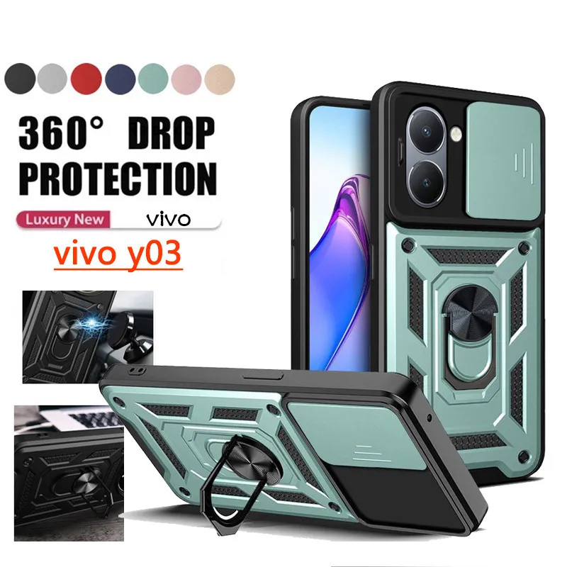 Shockproof Armor Casing For Vivo Y18 Y18E Y03 4G 2024 case Ring