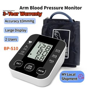 【5 Years Warranty】AIQUE  Sphygmomanometer Digital Heartbeat Detector with Cuff LCD Display Hypertension Check Tool  Voice+USB+Battery BP-S10