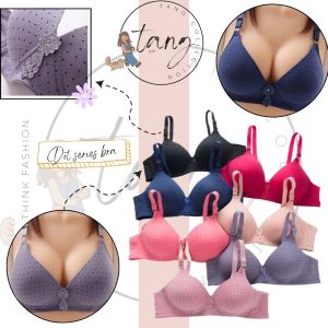 Malaysia stock-Bra wireless polka dot bra cup b full cup bra cotton bra Baju dalam wanita bra wanita tanpa dawai 内衣 內衣無鋼圈
