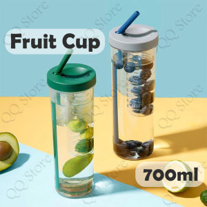 Fruit Cup Bottle With Foldable Straw Tumbler Drinking Cup 700ml [C20}