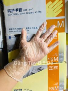 1 Hộp 100 CÁI Găng tay y tế không bột trong suốt wally plastic dùng trong spathẩm mỹ việnlàm spa