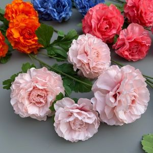 MINIAT Long Branch Large Peony Artificial Flowers Pink 4 Heads Faux Silk Flower Simulation Fake Floral Props Wedding Decoration