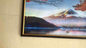 Hiasan Dinding Cetak Gambar Lukisan Gunung Fuji lukisan Danau pemandangan gunung sungai dan perahu Plus Bingkai uk:100cm x 50cm