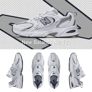 2026 New 【Original】 ˉNˉ ˉBˉ 530 "SilverWhite" Mesh Fabric Lightweight Breathable Fashion Men and Women Running Shoes Low Top Jogging Shoes Sneakers with Box