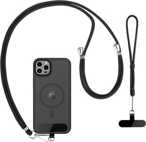 ZUZG Cell Phone Lanyard 2 Pack-1× Adjustable Neck Strap 1× Wrist Strap Universal Crossbody Multifuctional Compatible with Most Smartphones(Black)