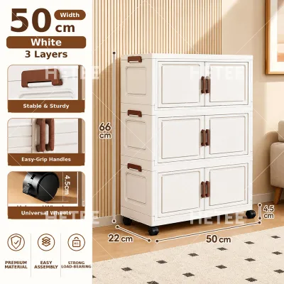 HETEEMALL Foldable Storage Cabinet with Magnetic Doors Stackable Plastic Wardrobe Organizer for Clothes Toys Snacks Space Saving Durabox for Bedroom Kitchen