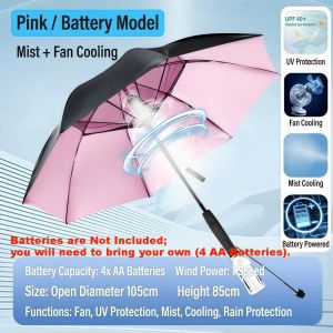 ZENO Integrated Fan Spray Sun Umbrella USB Charging UV Protection Cooling Umbrella Large Size Outdoor Umbrella For Summer Beach Fishing