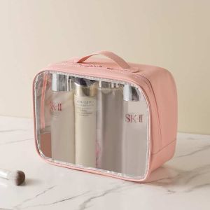 Introducing our Ins Style Portable Waterproof Cosmetic Bag the perfect travel companion for your beauty essentials. Crafted with a blend of high-quality PU and transparent PVC this bag seamlessly combines style and functionality. Key Features: 1.