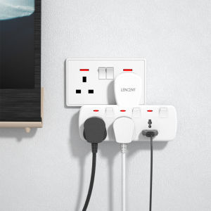 Lencent 3 in 1 Universal Plug Extension Wall Plug with Individual Switches 3 Outlets Multi Plug Outlet Power Plug Adapter Multiple Socket Charger Extension for Home Office Travel