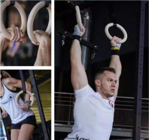 ยิมนาสติกแหวนโ Wood Gymnastic Rings Olympic Rings 1pair Premium Heavy Duty Cross Training Wood Gymnastics Fitness Exercise Rings for Your Home Gym Exercise Rings Workout Crossfit and Strength Training Ring Pull Up Dips Muscle Up Ring Row