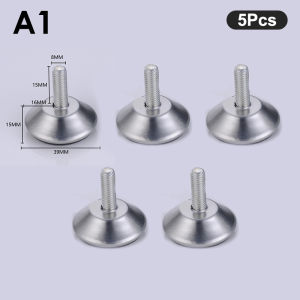 [ezrae Libun] 5pcs Steel Furniture Legs Anti-slip Base Table Cabinet Leg Pad Adjustable Leveling Feet Leveler M8 M10 Screw 15mm-27mm