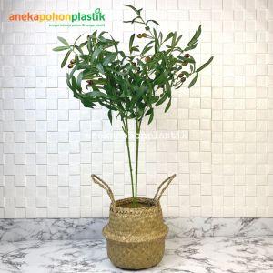 Pohon Artificial Zaitun Tangkai X2 Cover Anyaman Purun Belly Handle Dekorasi Aesthetic