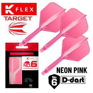 TARGET integrated dart flights and shafts K-Flex No.6 Shape One-Piece Neon Plain 3Pcs Pack Replacement Aksesori Dart