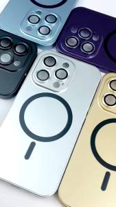 Ốp kim loại mờ từ tính cho iPhone 15 Pro Max 12 13 14 15 Pro Max 15Plus cho vỏ ống kính màng hợp kim khung nhôm sạc không dây