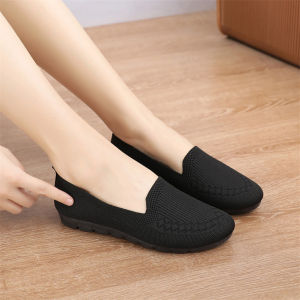 Ladies Loafer Shoes Breathable Knitted Mesh Shoes Lightweight Non-slip Daily Work Shoes Casual Boat Shoes
