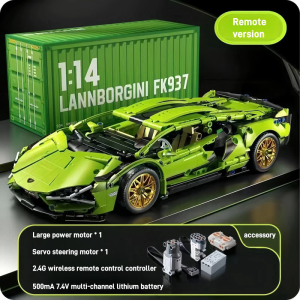 [SG Stock] Technology Assembly Racing Car Green Lamborghini Dynamic Edition (Remote Control) Toy Boy