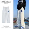 Unisex Korean loose sweatpant wide leg candy baggy sweat pants for men slocks pants men straight cut pants. 