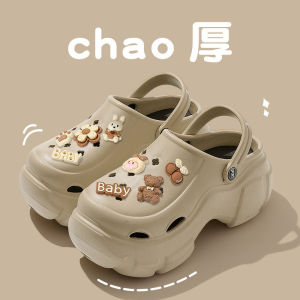 [Free Shipping] Womens 2025 new summer outdoor non-slip EVA thick-soled clogs with increased height beach sandals with toe protection