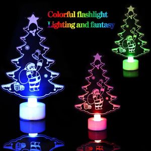 【beauty-sunshine】3D LED 7 Color Changing Night Light Santa Claus Snowman Christmas Tree for Christmas Decorative