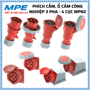 (MPE) Phích cắm Ổ cắm công nghiệp 3 pha 4 cực IP44 IP67 220-240V-3P+E Seri MPN2