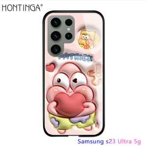 Hontinga Casing For Samsung Galaxy S24 S21 S22 S23 Ultra Plus S24+ S23+ S22+ S21+ FE 5G S7 Edge S8 Plus S8+ S9 Plus S9+ Case Inflate Design Duck SpongeBob Phone Case Tempered Glass Back Casing Hard Cases