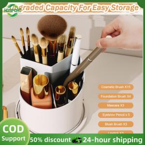【HOSPORT】Rotating Makeup Organizer Cosmetic Container Dustproof Makeup Display Stand Multi Compartment for Lipstick Makeup Brush【1-3 days delivery】