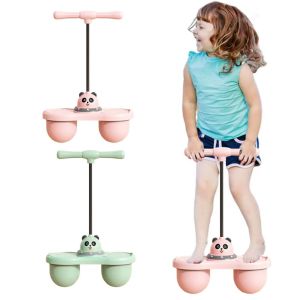 KODUS Cartoon Panda Jumping Ball Toys Double Ball with Handle Elastic Balance Ball Toys Fitness Bouncing Ball Adjustable Grip Outdoor Bouncing Ball Bouncing Toy