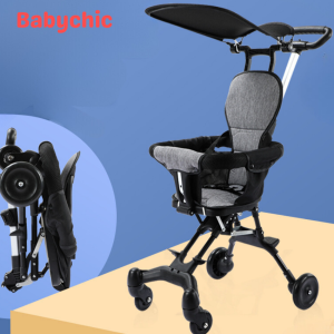 Xe đẩy cho bé Xe đẩy gấp gọn xoay 2 chiều có đệm và mái đủ phụ kiện đi chơi đi du lịch tiết kiệm không gian Babychic