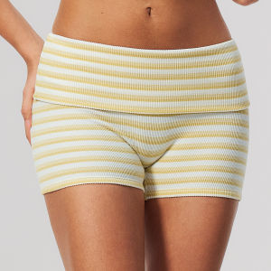 MUTUER Women Double-sided Folded Waist Sports Shorts Soft Tummy-controlling Hip-lifting Casual Yoga Fitness Shorts