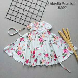 Dress Katun Umbrella Anak Perempuan Premium 1/2 Lingkaran Sz M & L ( 6 Bln -25 Thn )