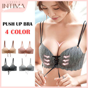 INTIMA ชุดชั้นในดันขึ้นพิเศษดีไซน์แบบมีเชือกรูดด้านหน้าสำหรับผู้หญิงยกทรงด้านหลังเป็นโครงเสื้อชั้นในไร้ตะเข็บสวยงามฟรี