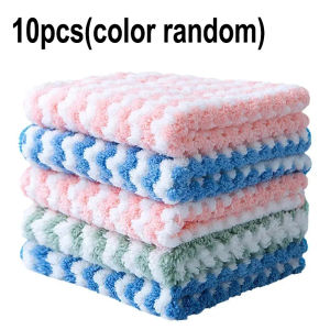 1-10PCS Double-Sided Thickened Coral Velvet Dishwashing Cloth Microfiber Household Non-stick Oil Super Absorbent Wet and Dry Kitchen Rag