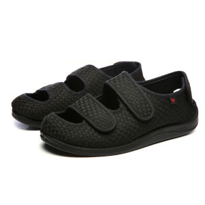 SUPERLI Diabetic Shoes Summer Wind Comfortable Breathable Medical Orthopedics Round Toe Black for Man and Women