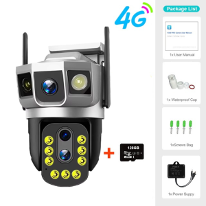 12MP 4G Three Screen IP Camera 10X Optical Zoom Outdoor PTZ Auto Tracking Waterproof Home CCTV Security Protection Cameras