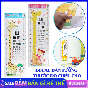 Thước Đo Chiều Cao Dán Tường - Decal Dán Tường Đo Chiều Cao Kết Hợp Đo Thị Lực Cho Bé Họa Tiết Họa Hình Dễ Thương - Tranh Decor