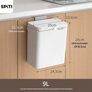 Wall-Mounted Kitchen Trash Can | 9L Square Waste Bin | Double Switch Lid | Slide-Top Design