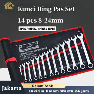 Tool Superman Kunci Ring Pas set 14 pcs 8-24mm kunci pas Harga murah barang berkualitas Original 100%/8pcs 10pcs 12pcs kunci kombinasi Combination Spanner Wrench Kombinasi Ring dan Pas