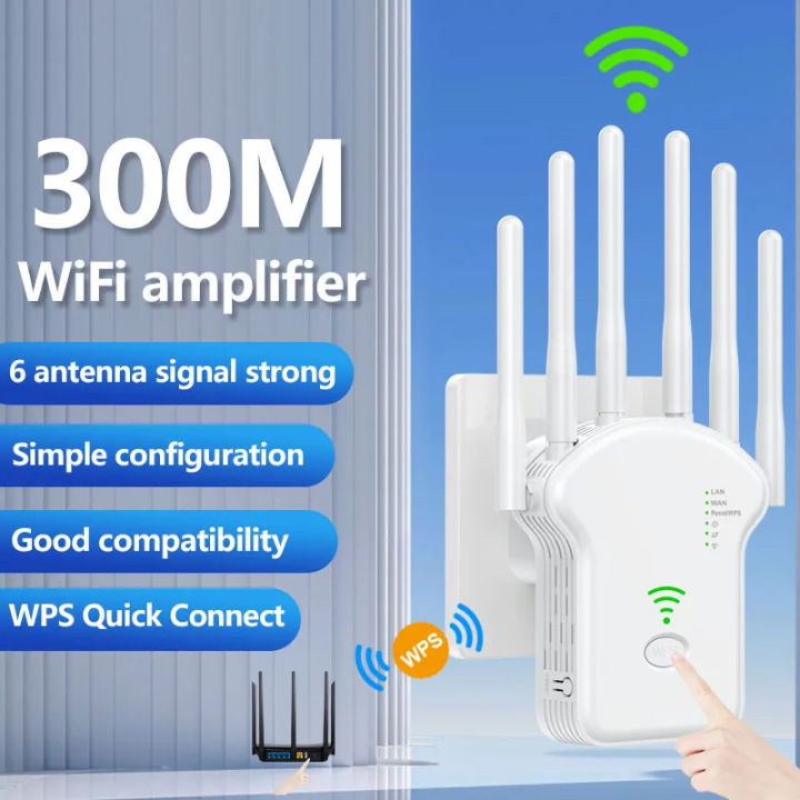 WIFI Repeater 300Mbps Wireless WiFi Signal Range Extender Penguat Sinyal Wifi Enam Antena Wifi Extender