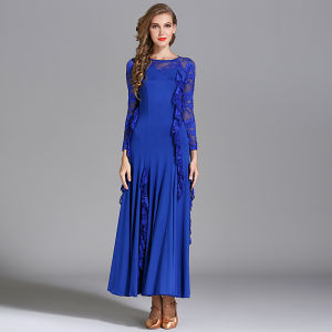 Modern dance dress adult lace long-sleeved national standard dance ballroom dance dress long