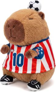 RichRabbit Cute Capybara Plush Toy Soccer Soft Plush Toy Cute Kids Gift Brown 9 Inch