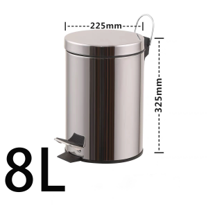 Stainless steel pedal trash can with plastic bucket inside