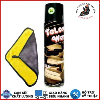 Xịt bóng đa năng Telox Wax 550ml làm bóng da dưỡng nhựa và khăn lau 3M